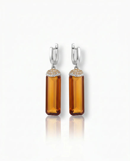 Cercei din argint 925 cu sultanit și zirconii - OK Lux. All rights reserved. - Earrings - 