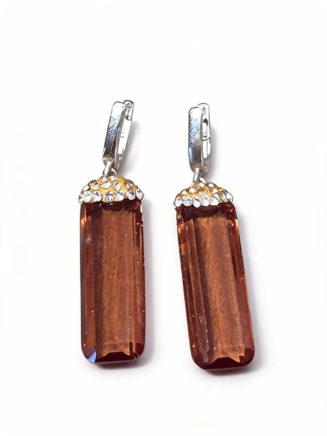 Cercei din argint 925 cu sultanit și zirconii - OK Lux. All rights reserved. - Earrings - 