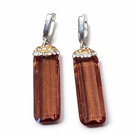 Cercei din argint 925 cu sultanit și zirconii - OK Lux. All rights reserved. - Earrings - 