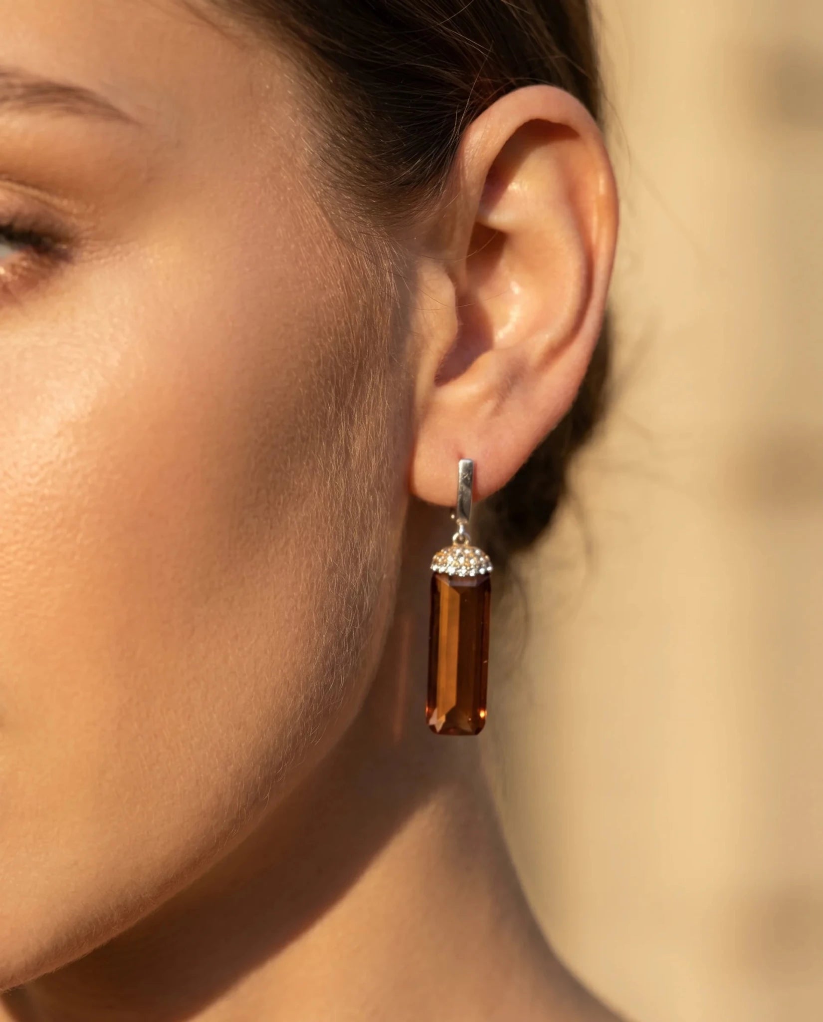 Cercei din argint 925 cu sultanit și zirconii - OK Lux. All rights reserved. - Earrings - 