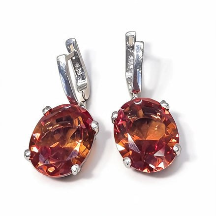 Cercei din argint 925 cu sultanit și zirconii - OK Lux. All rights reserved. - Earrings - 