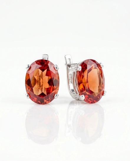 Cercei din argint 925 cu sultanit și zirconii - OK Lux. All rights reserved. - Earrings - 