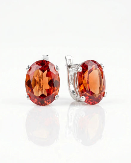 Cercei din argint 925 cu sultanit și zirconii - OK Lux. All rights reserved. - Earrings - 