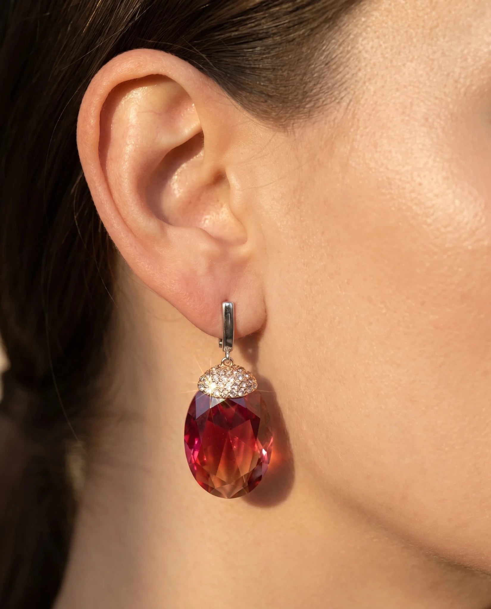 Cercei din argint 925 cu sultanit și zirconiu - OK Lux. All rights reserved. - Earrings - 