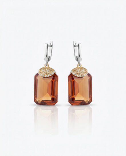 Cercei din argint 925 cu sultanit și zirconiu - OK Lux. All rights reserved. - Earrings - 