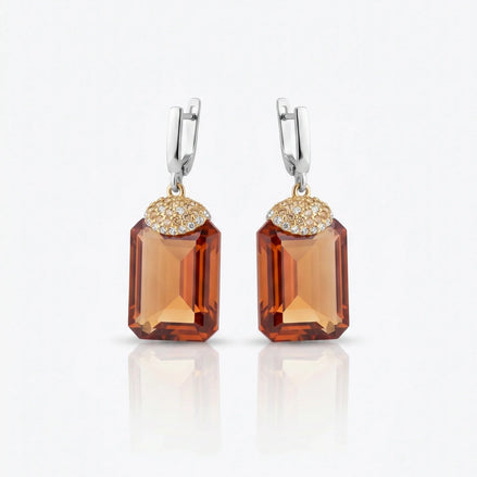 Cercei din argint 925 cu sultanit și zirconiu - OK Lux. All rights reserved. - Earrings - 