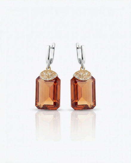 Cercei din argint 925 cu sultanit și zirconiu - OK Lux. All rights reserved. - Earrings - 