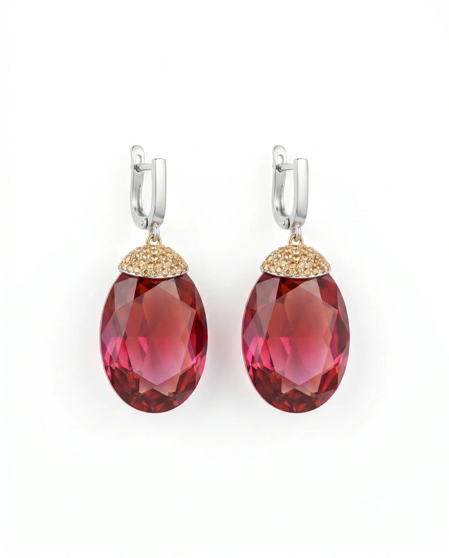 Cercei din argint 925 cu sultanit și zirconiu - OK Lux. All rights reserved. - Earrings - 