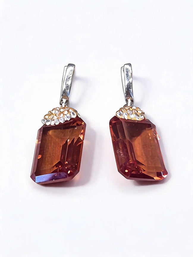 Cercei din argint 925 cu sultanit și zirconiu - OK Lux. All rights reserved. - Earrings - 