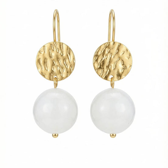 Cercei din cuart roz cu tortițe placate cu aur - OK Lux. All rights reserved. - Earrings - 