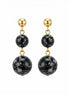 Cercei din obsidian cu tortițe placate cu aur - OK Lux. All rights reserved. - Earrings - 