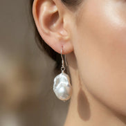 Cercei din perle Baroc cu tortițe din argint - OK Lux. All rights reserved. - Earrings - 