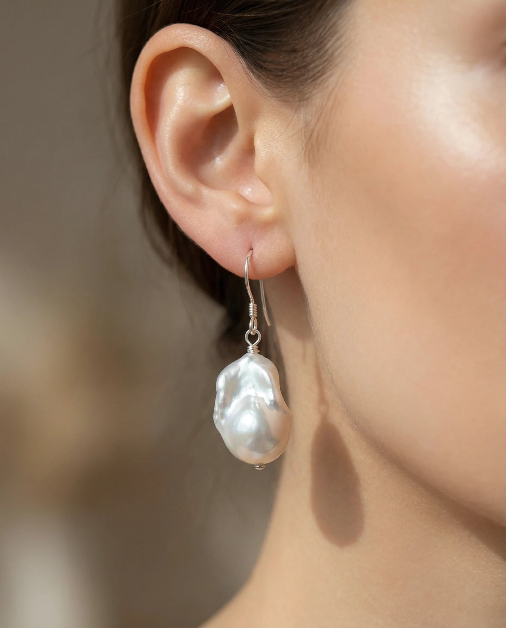 Cercei din perle Baroc cu tortițe din argint - OK Lux. All rights reserved. - Earrings - 