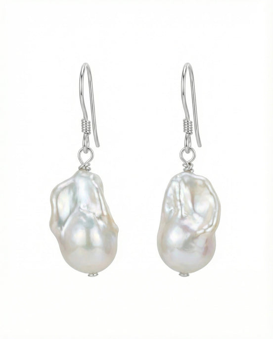 Cercei din perle Baroc cu tortițe din argint - OK Lux. All rights reserved. - Earrings - 