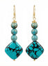 Cercei din turcoaz reconstruit cu tortite placate cu aur - OK Lux. All rights reserved. - Earrings - 