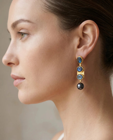Cercei Eleganți cu Perle – Oțel Placat cu Aur 24K - OK Lux. All rights reserved. - Earrings - 