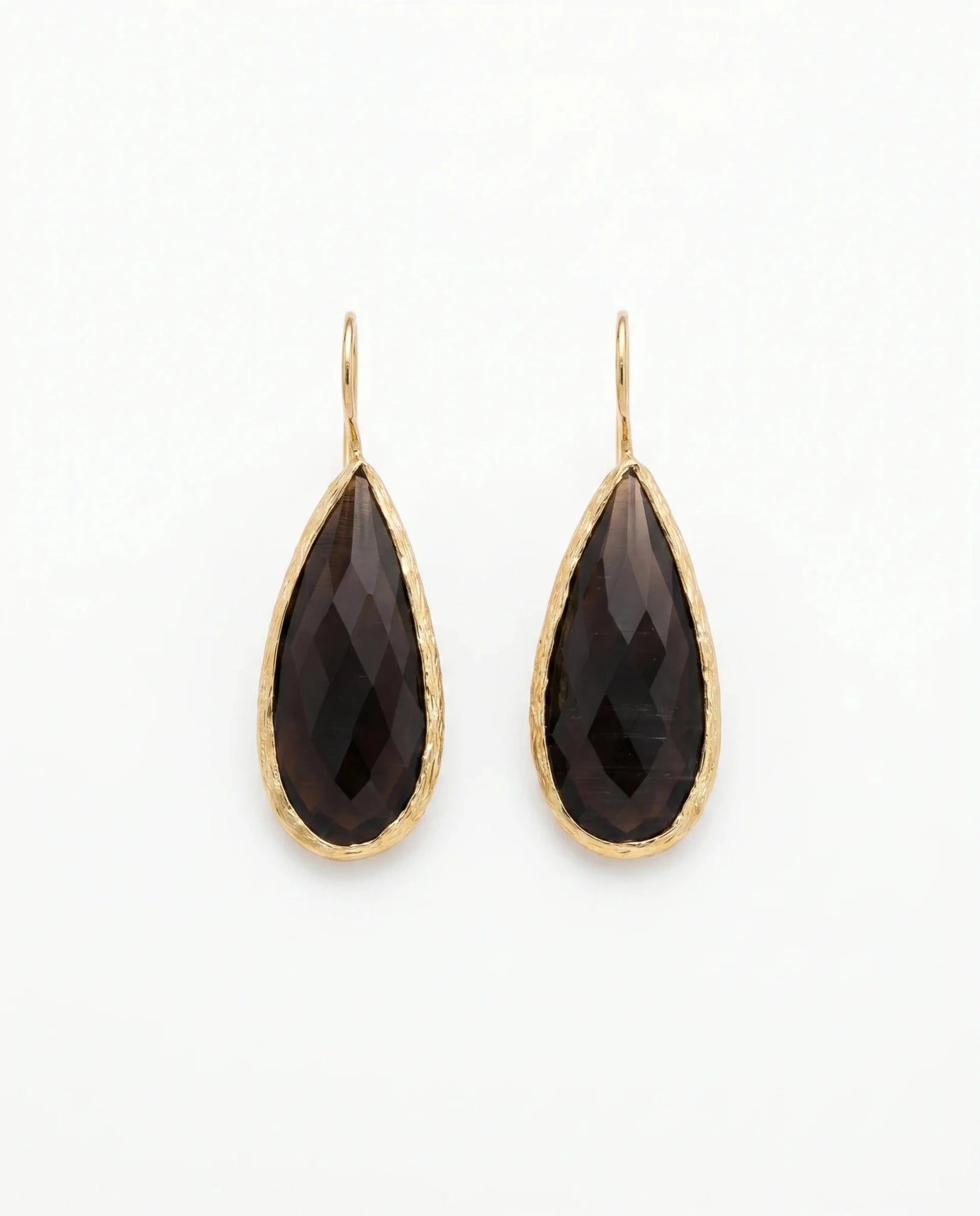 Cercei Lungi cu Tortițe și Piatră Semiprețioasă Ochi de Pisică – Oțel Inoxidabil Placat cu Aur 24K - OK Lux. All rights reserved. - Earrings - 