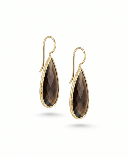 Cercei Lungi cu Tortițe și Piatră Semiprețioasă Ochi de Pisică – Oțel Inoxidabil Placat cu Aur 24K - OK Lux. All rights reserved. - Earrings - 