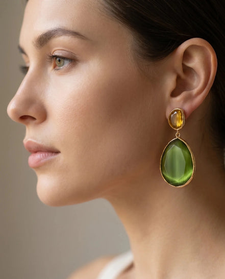 Cercei Lungi din Piatră Semiprețioasă Ochi de Pisică - OK Lux. All rights reserved. - Earrings -