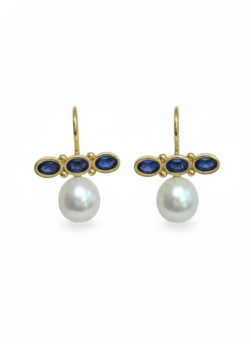 Cercei Pearl Azure – Aur 24K - OK Lux. All rights reserved. - Earrings - 