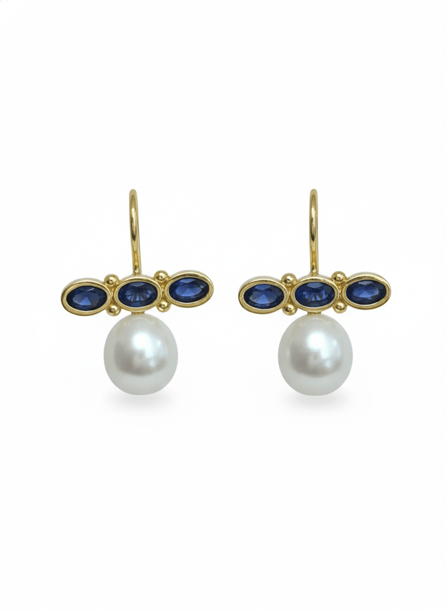 Cercei Pearl Azure – Aur 24K - OK Lux. All rights reserved. - Earrings - 