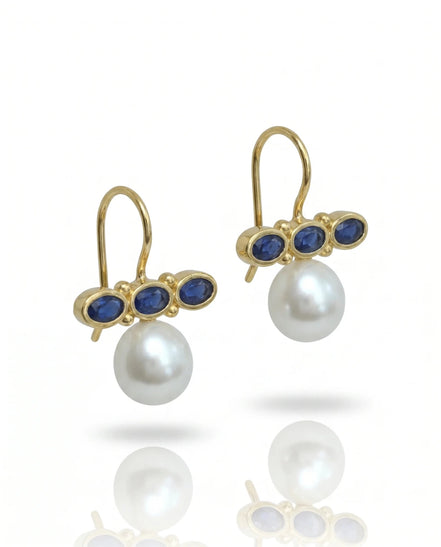 Cercei Pearl Azure – Oțel placat Aur 24K - OK Lux. All rights reserved. - Earrings - 