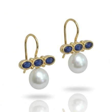 Cercei Pearl Azure – Oțel placat Aur 24K - OK Lux. All rights reserved. - Earrings - 