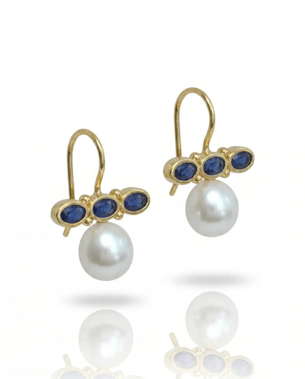 Cercei Pearl Azure – Oțel placat Aur 24K - OK Lux. All rights reserved. - Earrings - 
