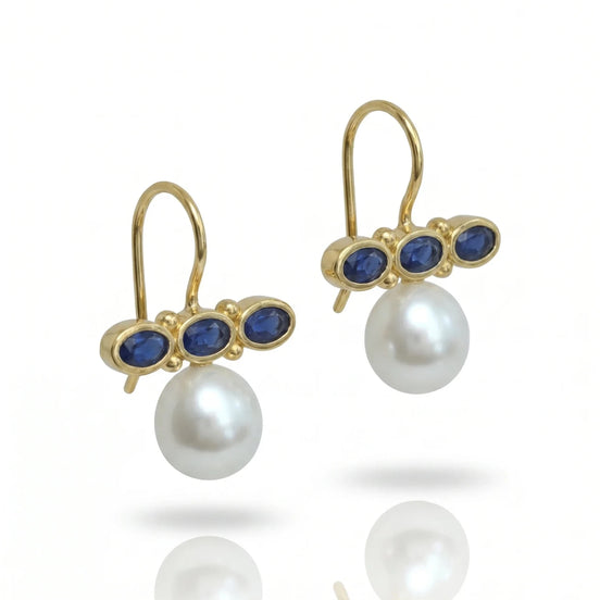 Cercei Pearl Azure – Oțel placat Aur 24K - OK Lux. All rights reserved. - Earrings - 