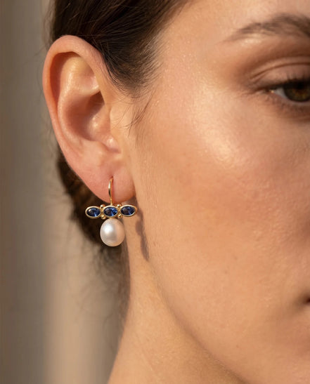 Cercei Pearl Azure – Oțel placat Aur 24K - OK Lux. All rights reserved. - Earrings - 