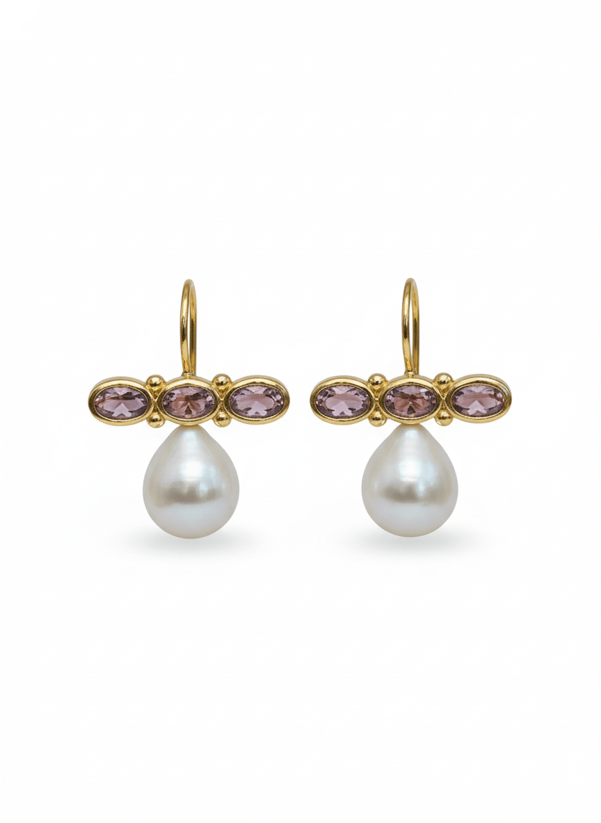 Cercei Pearl Blossom – Aur 24K - OK Lux. All rights reserved. - Earrings - 