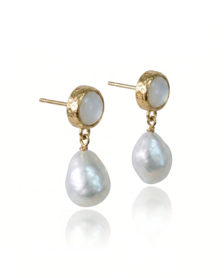 Cercei Pearl Charm – Oțel placat Aur 24K - OK Lux. All rights reserved. - Earrings - 