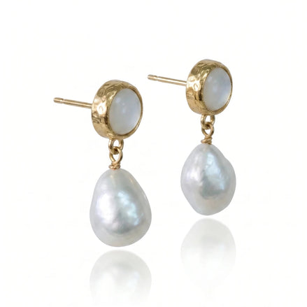 Cercei Pearl Charm – Oțel placat Aur 24K - OK Lux. All rights reserved. - Earrings - 