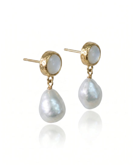 Cercei Pearl Charm – Oțel placat Aur 24K - OK Lux. All rights reserved. - Earrings - 