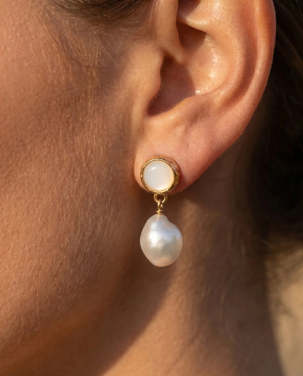 Cercei Pearl Charm – Oțel placat Aur 24K - OK Lux. All rights reserved. - Earrings - 