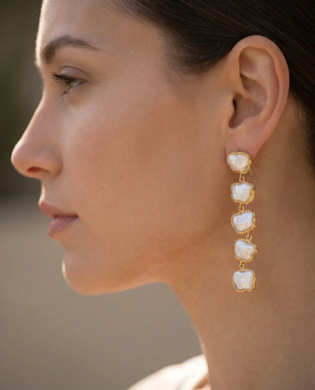 Cercei Pearl Classic – Oțel placat Aur 24K - OK Lux. All rights reserved. - Earrings - 