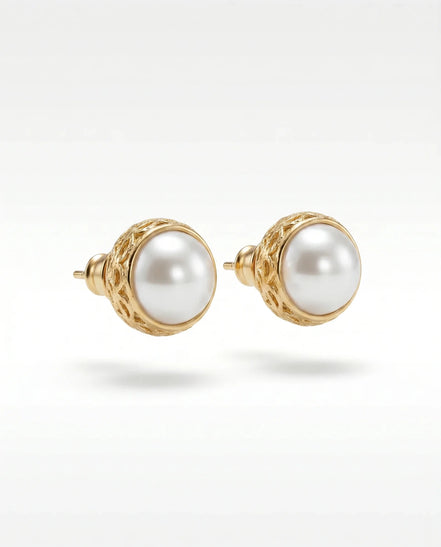 Cercei Pearl Drop – Oțel placat Aur 24K - OK Lux. All rights reserved. - Earrings - 