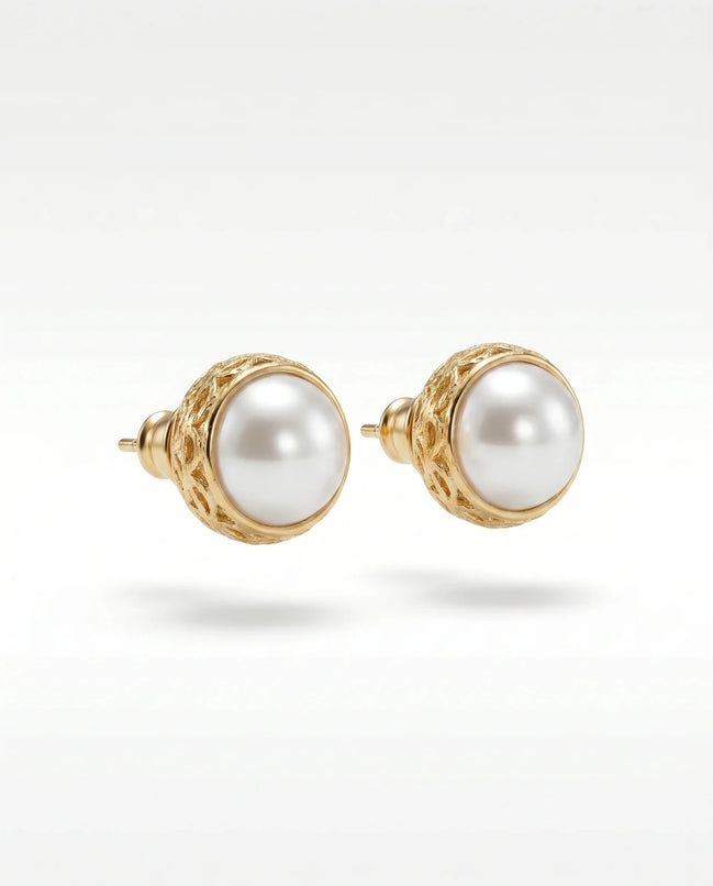 Cercei Pearl Drop – Oțel placat Aur 24K - OK Lux. All rights reserved. - Earrings - 