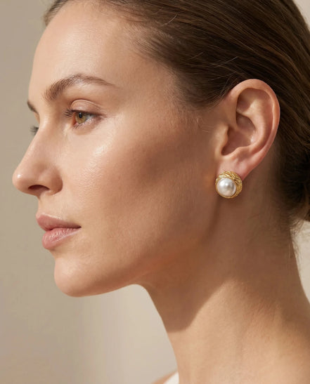 Cercei Pearl Drop – Oțel placat Aur 24K - OK Lux. All rights reserved. - Earrings - 