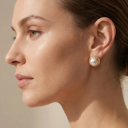 Cercei Pearl Drop – Oțel placat Aur 24K - OK Lux. All rights reserved. - Earrings - 