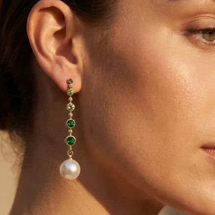 Cercei Pearl Emerald – Oțel placat Aur 24K - OK Lux. All rights reserved. - Earrings - 