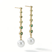 Cercei Pearl Emerald – Oțel placat Aur 24K - OK Lux. All rights reserved. - Earrings - 