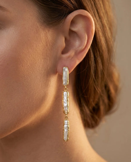 Cercei Pearl Glow – Oțel placat Aur 24K - OK Lux. All rights reserved. - Earrings - 