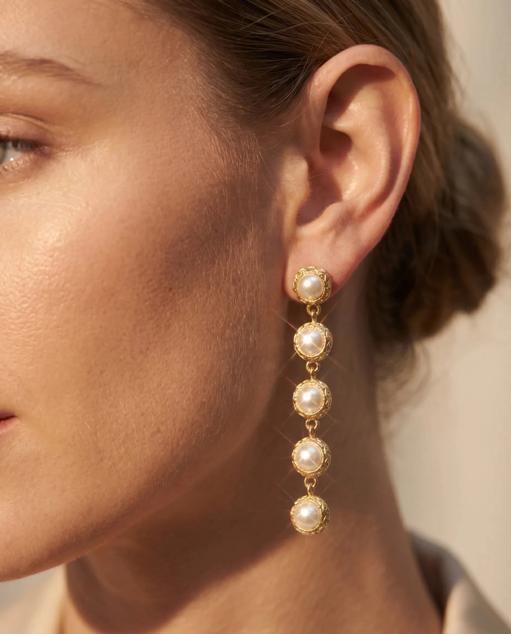 Cercei Pearl Glow – Oțel placat Aur 24K - OK Lux. All rights reserved. - Earrings - 
