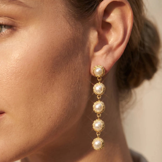 Cercei Pearl Glow – Oțel placat Aur 24K - OK Lux. All rights reserved. - Earrings - 