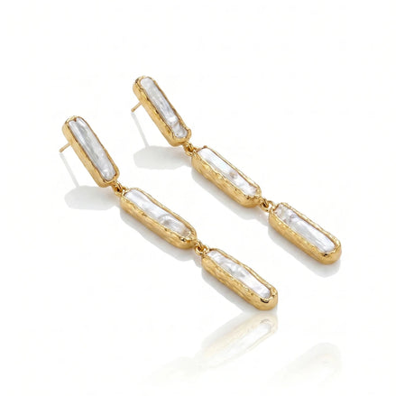 Cercei Pearl Glow – Oțel placat Aur 24K - OK Lux. All rights reserved. - Earrings - 