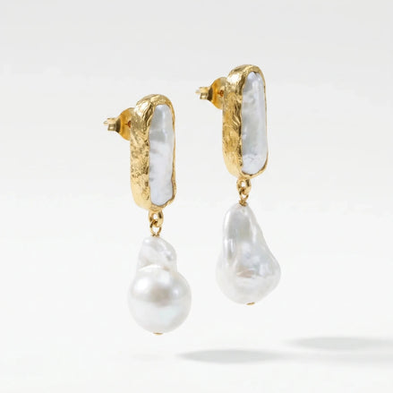 Cercei Pearl Glow – Oțel placat Aur 24K - OK Lux. All rights reserved. - Earrings - 