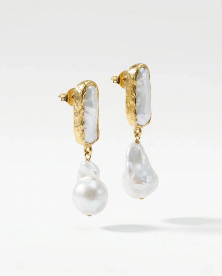 Cercei Pearl Glow – Oțel placat Aur 24K - OK Lux. All rights reserved. - Earrings - 