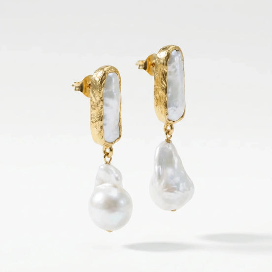 Cercei Pearl Glow – Oțel placat Aur 24K - OK Lux. All rights reserved. - Earrings - 