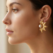 Cercei Pearl Radiance – Oțel placat Aur 24K - OK Lux. All rights reserved. - Earrings - 